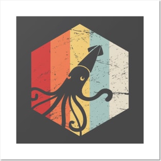 Retro Kraken Giant Squid Posters and Art